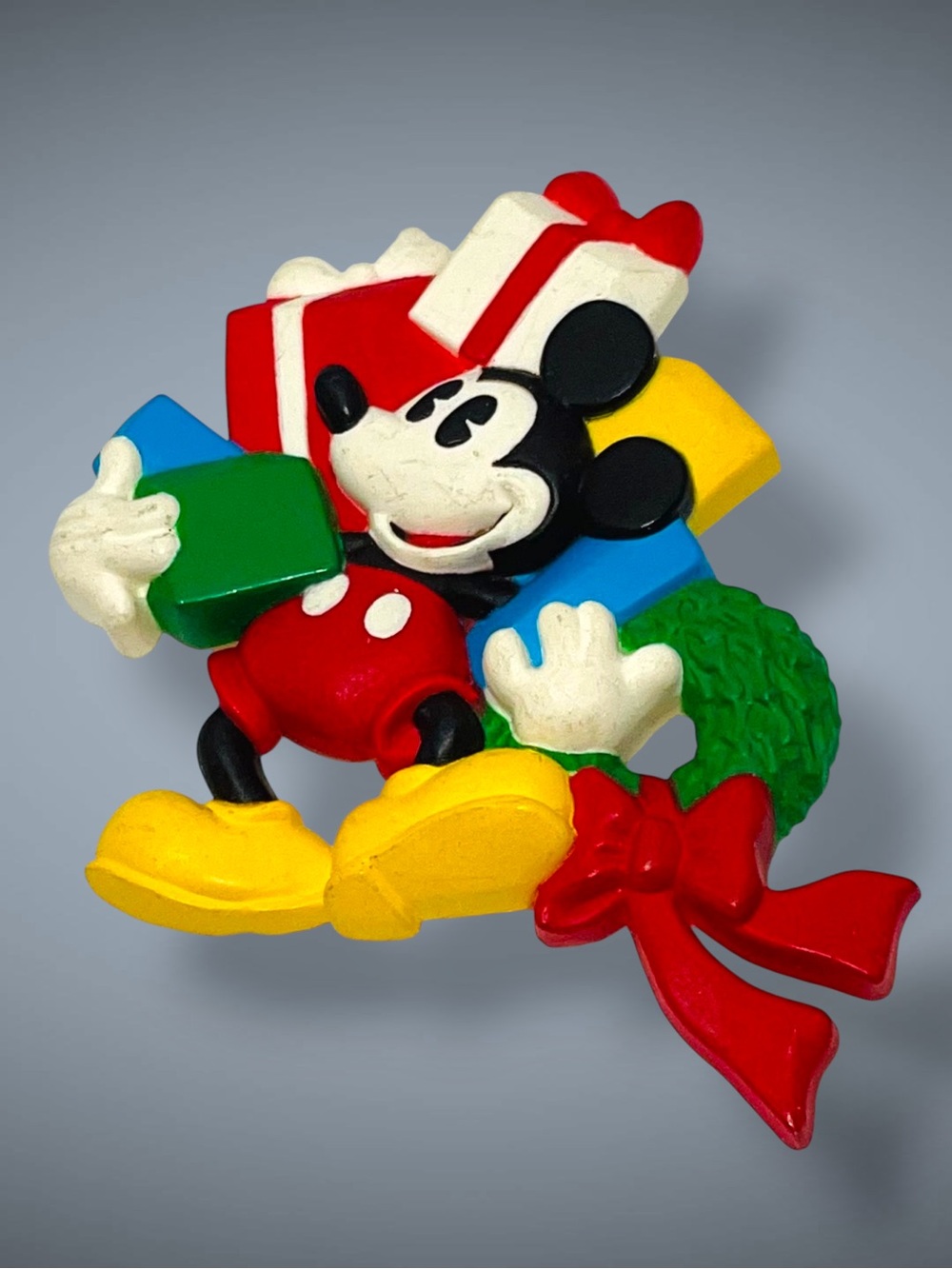 Vintage Hallmark Disney Mickey Mouse Christmas Holiday Resin Brooch Pin